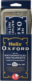 Helix Oxford Premium 10-piece maths set with metal storage tin, including geometry tools for school and exams.