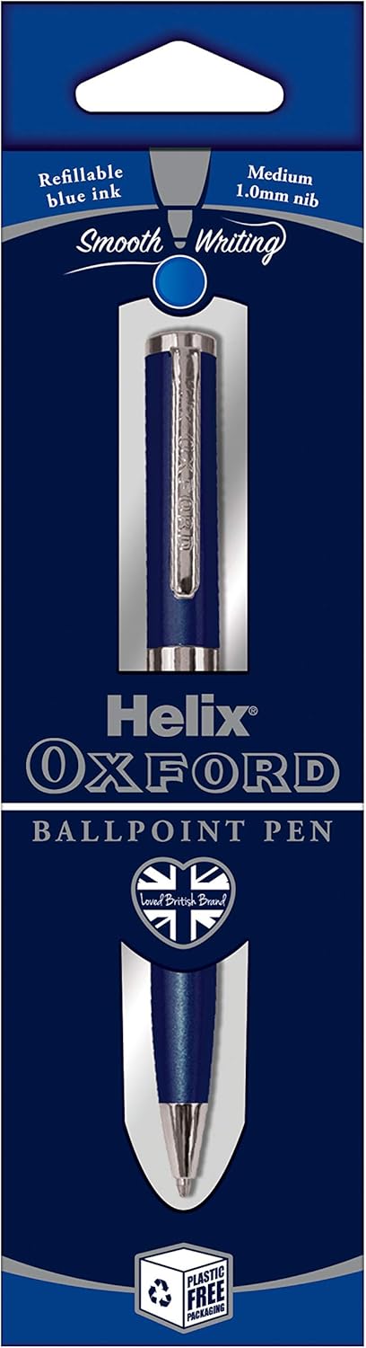 Helix Oxford Premium ballpoint pen with rose gold finish, smooth writing, elegant design, featuring a sleek stationery style.