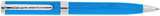 Helix Oxford Premium Light Blue Ballpoint Pen with blue ink, sleek stationery pen on a white background.
