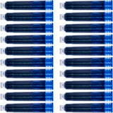 Pack of 20 Helix blue ink cartridges for stationery pen refills, featuring vibrant blue ink for smooth writing.