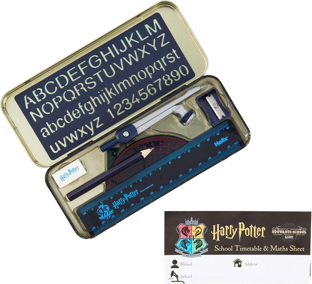 Helix Harry Potter stationery set with notebooks, pens, and accessories featuring Harry Potter-themed designs.