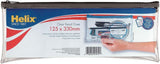 Helix large clear pencil case with durable zipper, 13 x 5 inches, in assorted colors, ideal for stationery storage.