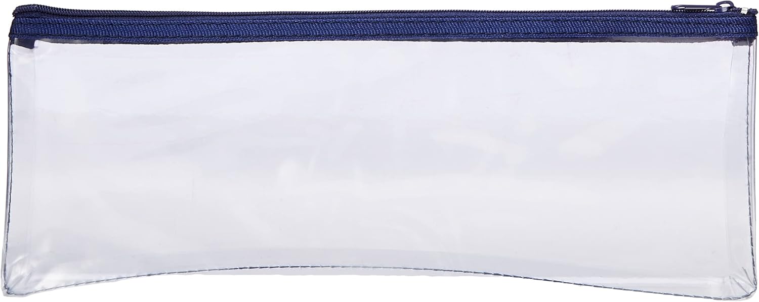 Clear Helix Oxford 13-inch by 5-inch stationery storage case with a transparent plastic exterior and secure lid.