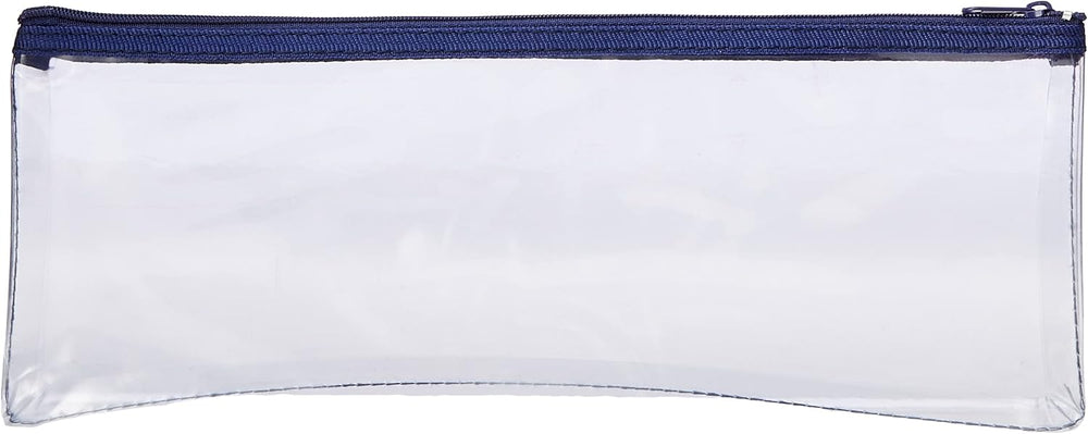 Clear Helix Oxford 13-inch by 5-inch stationery storage case with a transparent plastic exterior and secure lid.