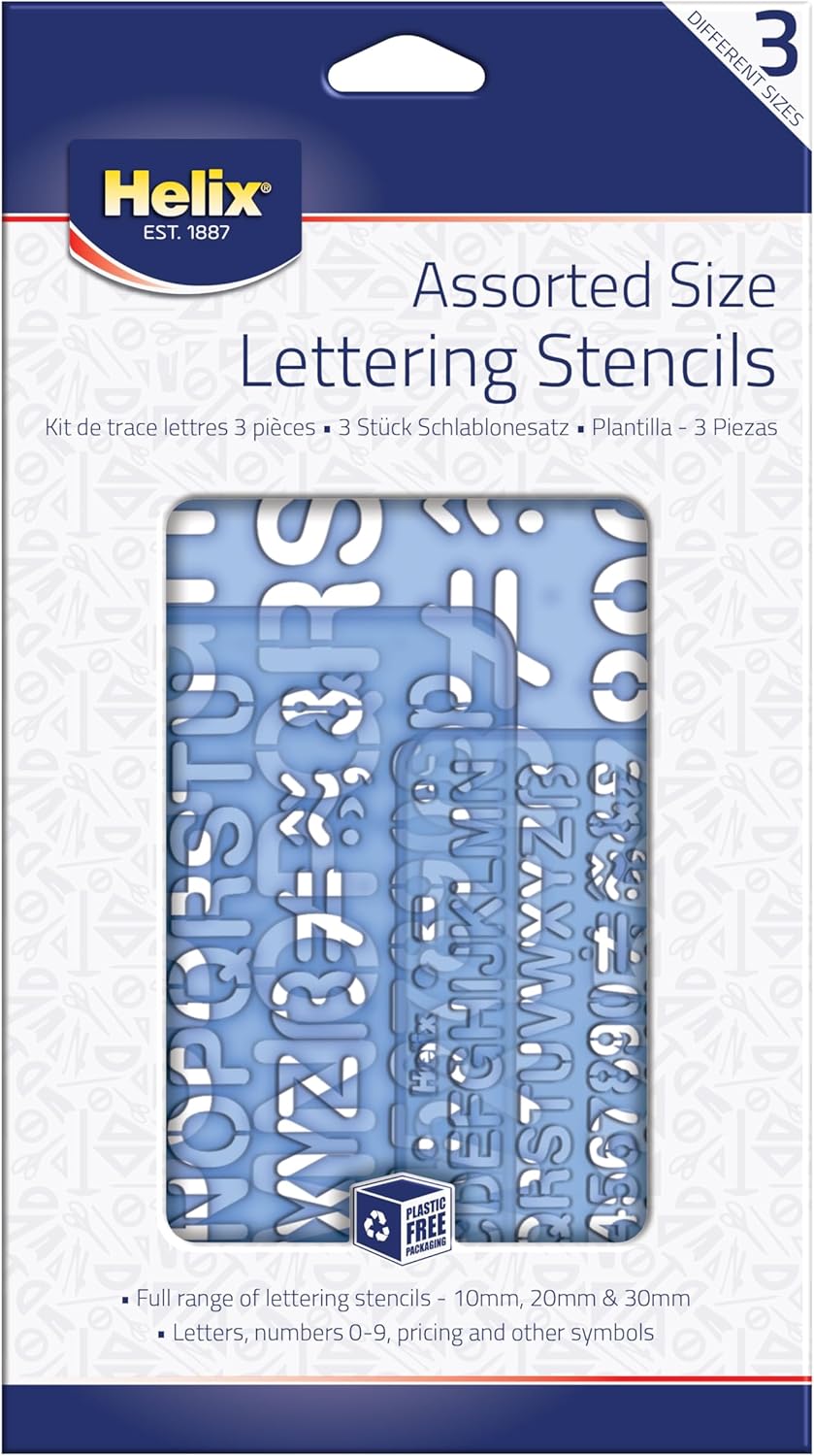 Helix 3 in 1 stencil template set with various geometric and decorative patterns for art and craft projects.