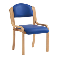 Nautilus Designs Tahara Stackable Conference/Visitor Chair Without Arms Blue Vinyl Padded Seat & Backrest and Beech Frame - DPA2070/BE/BLV DD
