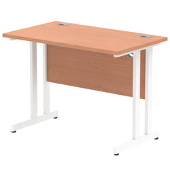 Impulse 1000 x 600mm Straight Desk Beech Top White Cantilever Leg MI001683 DD