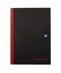 Black n Red A4 Casebound Hard Cover Notebook Plain 192 Pages Black/Red (Pack 5) - 100080489