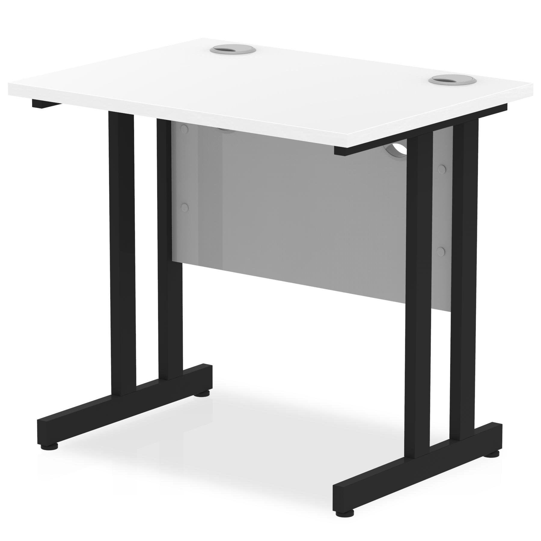 Impulse 800 x 600mm Straight Desk White Top Black Cantilever Leg MI003341 DD