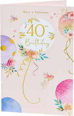 Happy 40th Birthday Card - Have a Fabulous 40th Birthday Card - Birthday Card for her - Balloon Design Birthday Card, 736383-0-1, Multi