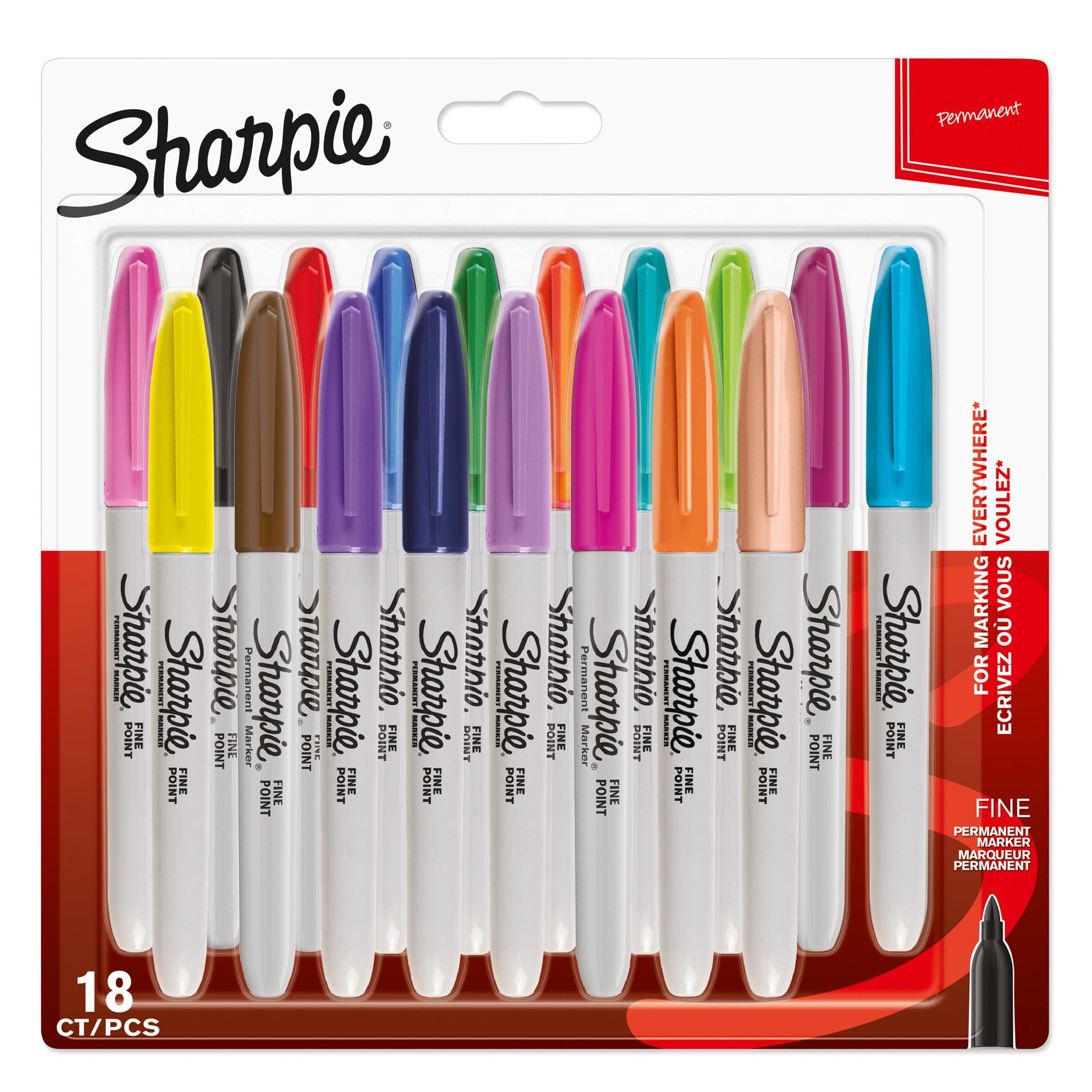 Sharpie Permanent Fine Markers Assorted Fun Colours (Pack 18) 1996112