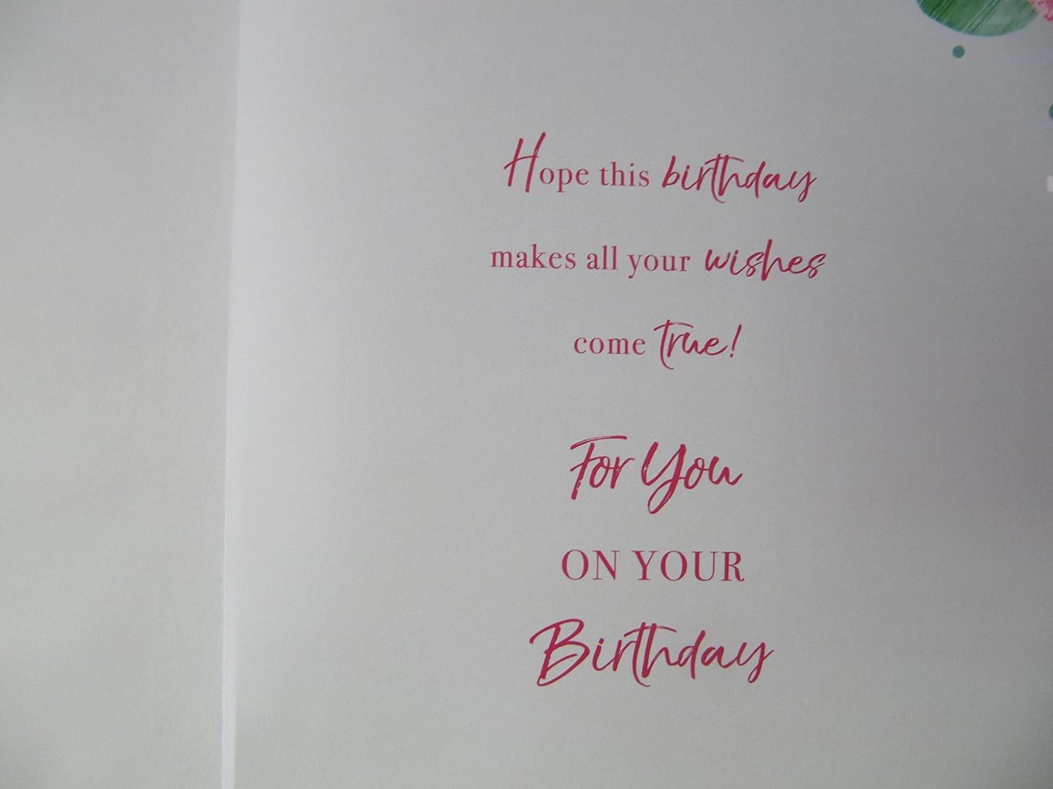 Kingfisher Cards Milestone Age 16 Birthday Greeting Card - From The Shimmer Range - Girl With Pink Skirt & Balloons - With A Gold Foil Finish