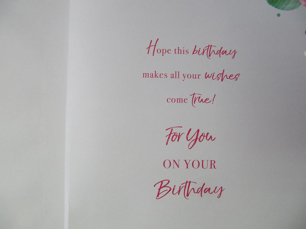 Kingfisher Cards Milestone Age 16 Birthday Greeting Card - From The Shimmer Range - Girl With Pink Skirt & Balloons - With A Gold Foil Finish