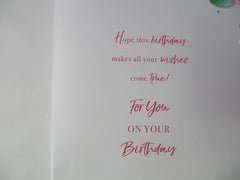 Kingfisher Cards Milestone Age 16 Birthday Greeting Card - From The Shimmer Range - Girl With Pink Skirt & Balloons - With A Gold Foil Finish