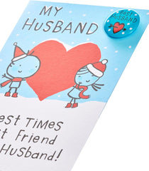 UK Greetings Christmas Card for Husband - Best Husband Badge Design