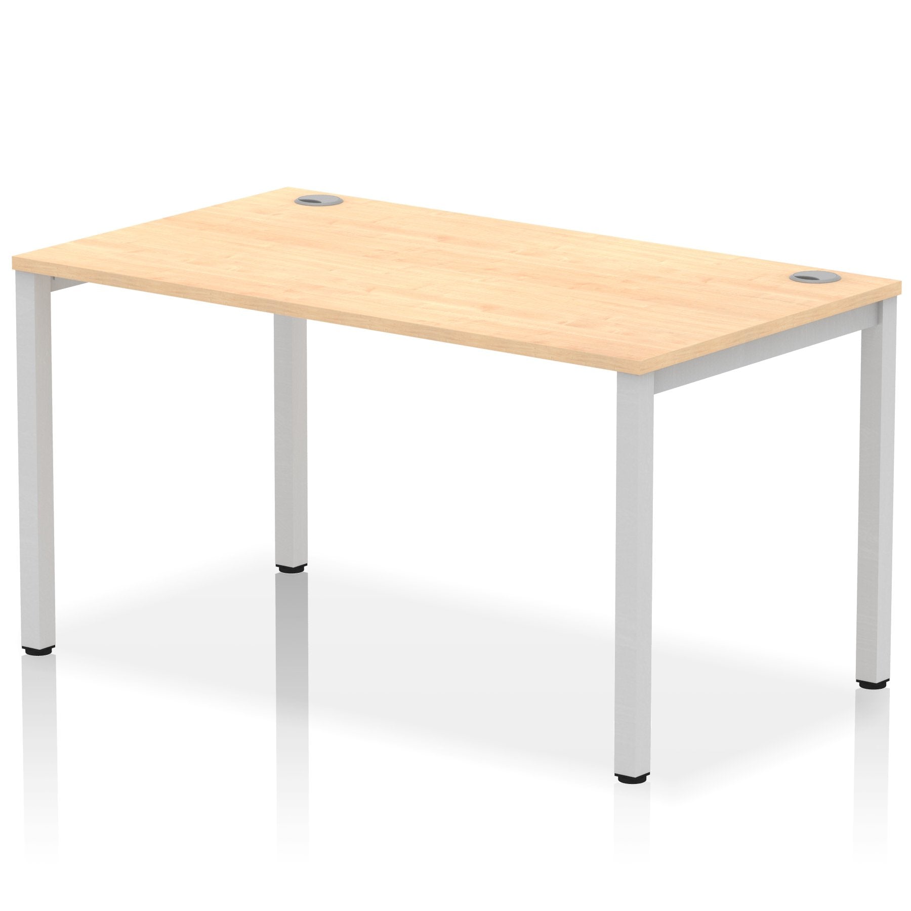 Impulse Single Row Bench Desk W1400 x D800 x H730mm Maple Finish Silver Frame - IB00258 DD