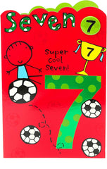 Age 7 Football Birthday Card with Badge - Perfect for Young Football Fans
