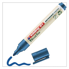 edding 21 EcoLine Permanent Marker Bullet Tip 1.5-3mm Line Blue (Pack 10) - 4-21003