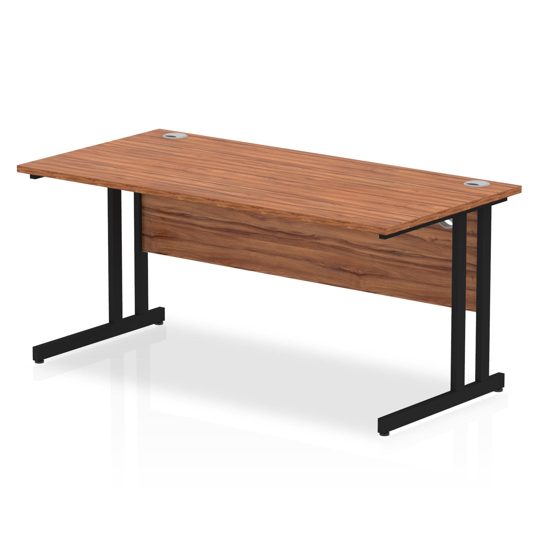 Impulse 1600 x 800mm Straight Desk Walnut Top Black Cantilever Leg MI003264 DD