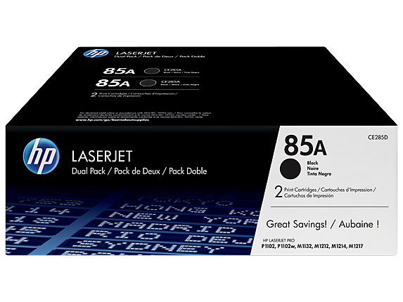 HP 85A Black Standard Capacity Toner Cartridge Twinpack 2 x 1.6K pages for HP LaserJet Pro M1132/M1212/M1217/P1102 - CE285AD