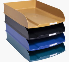 Exacompta Neo Deco Letter Tray Set 346 x 255 x 65mm Assorted Colours (Pack 4) - 111505SETD