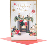 UK Greetings Christmas Card for Husband - Cosy Fireplace Design