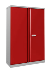 Phoenix SCL Series 2 Door 3 Shelf Steel Storage Cupboard Grey Body Red Doors with Electronic Lock SCL1491GRE DD