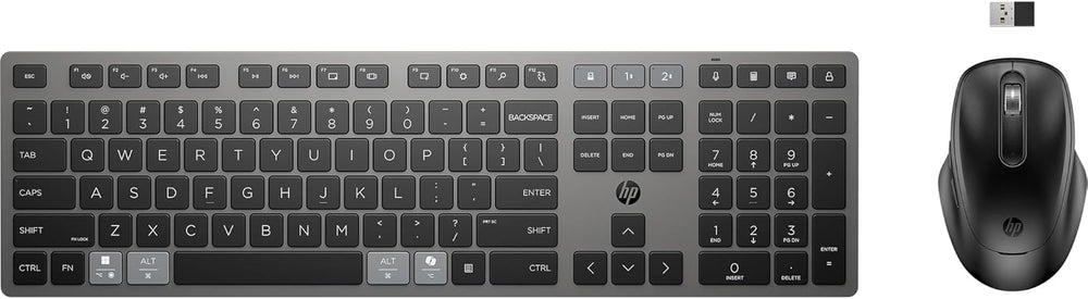 HP 720 multi-device rechargeable wireless keyboard and mouse combo, computer peripherals and accessories, sleek and modern design