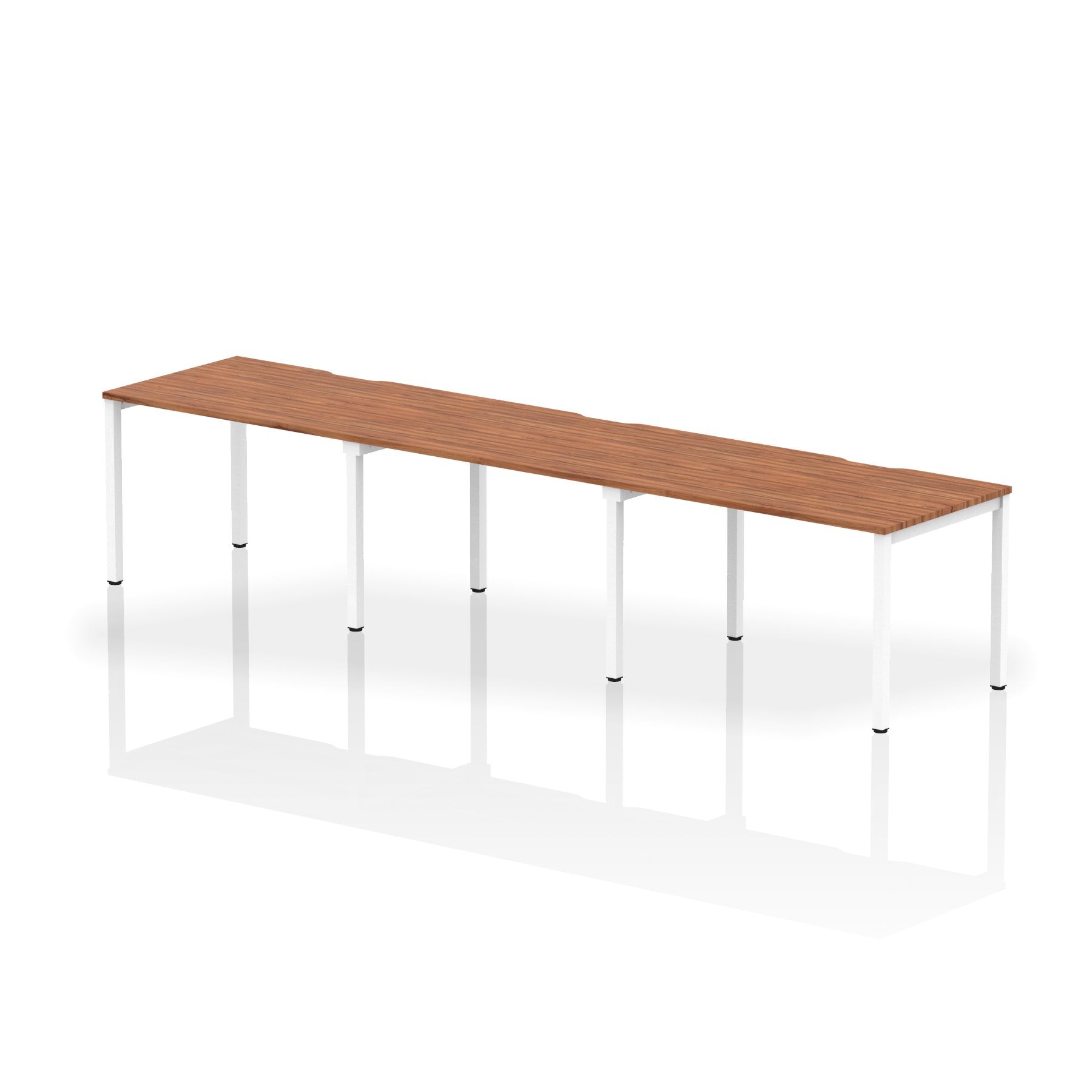Dynamic Evolve Plus 1200mm Single Row 3 Person Desk Walnut Top White Frame BE397 DD