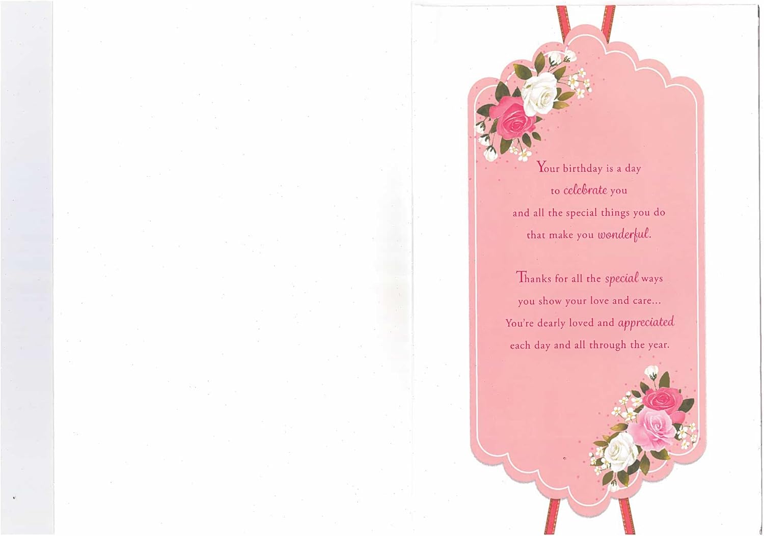 Birthday Card for Mum - 3D Effect on Cover and 8 Page Insert Flowers and Dress Design