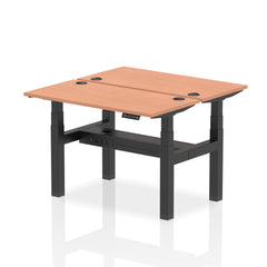 Dynamic Air Back-to-Back W1200 x D600mm Height Adjustable Sit Stand 2 Person Bench Desk With Cable Ports Beech Finish Black Frame - HA01530 DD