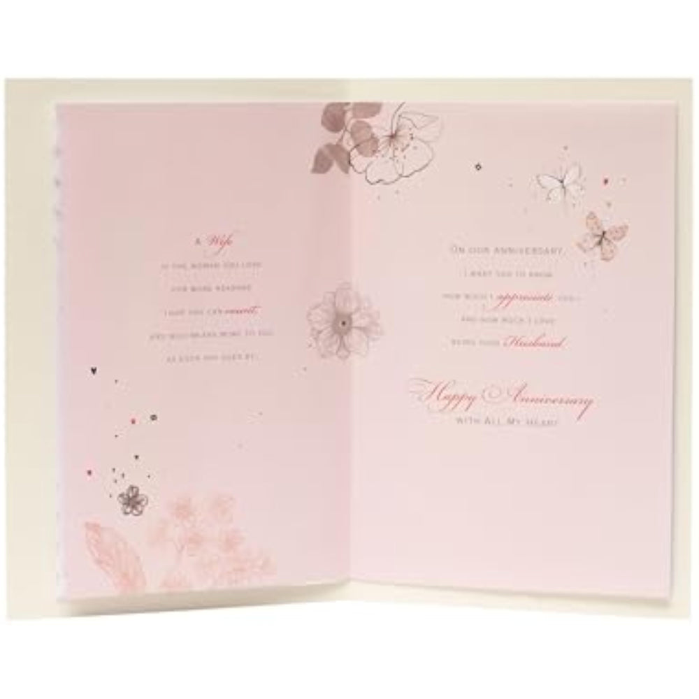 Elegant 3D Butterflies with Gold Foil Design Wife Anniversary Card