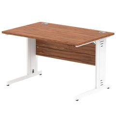 Impulse 1200 x 800mm Straight Desk Walnut Top White Cable Managed Leg MI001995 DD