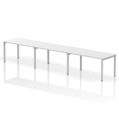 Dynamic Evolve Plus 1400mm Single Row 3 Person Desk White Top Silver Frame BE411 DD