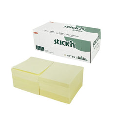 Stickn FSC Sticky Notes 76x76mm 100 Sheets Per Pad Pastel Yellow Plastic Free Packaging (Pack 12) - 21896