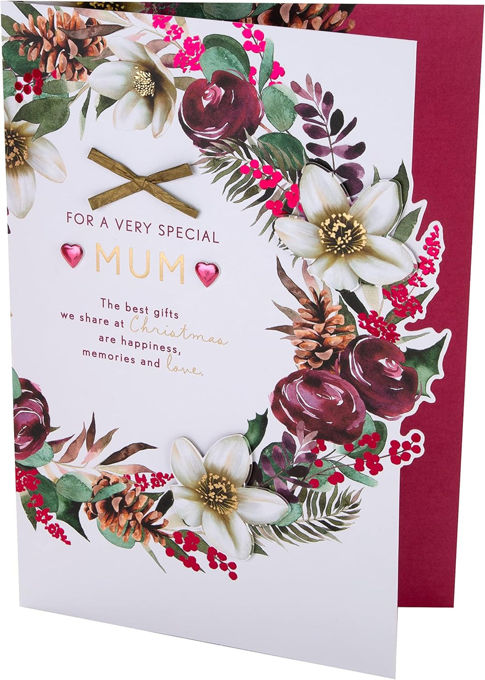 Boxed Christmas Card for Mum – Traditional Wreath and Verse Festive Design