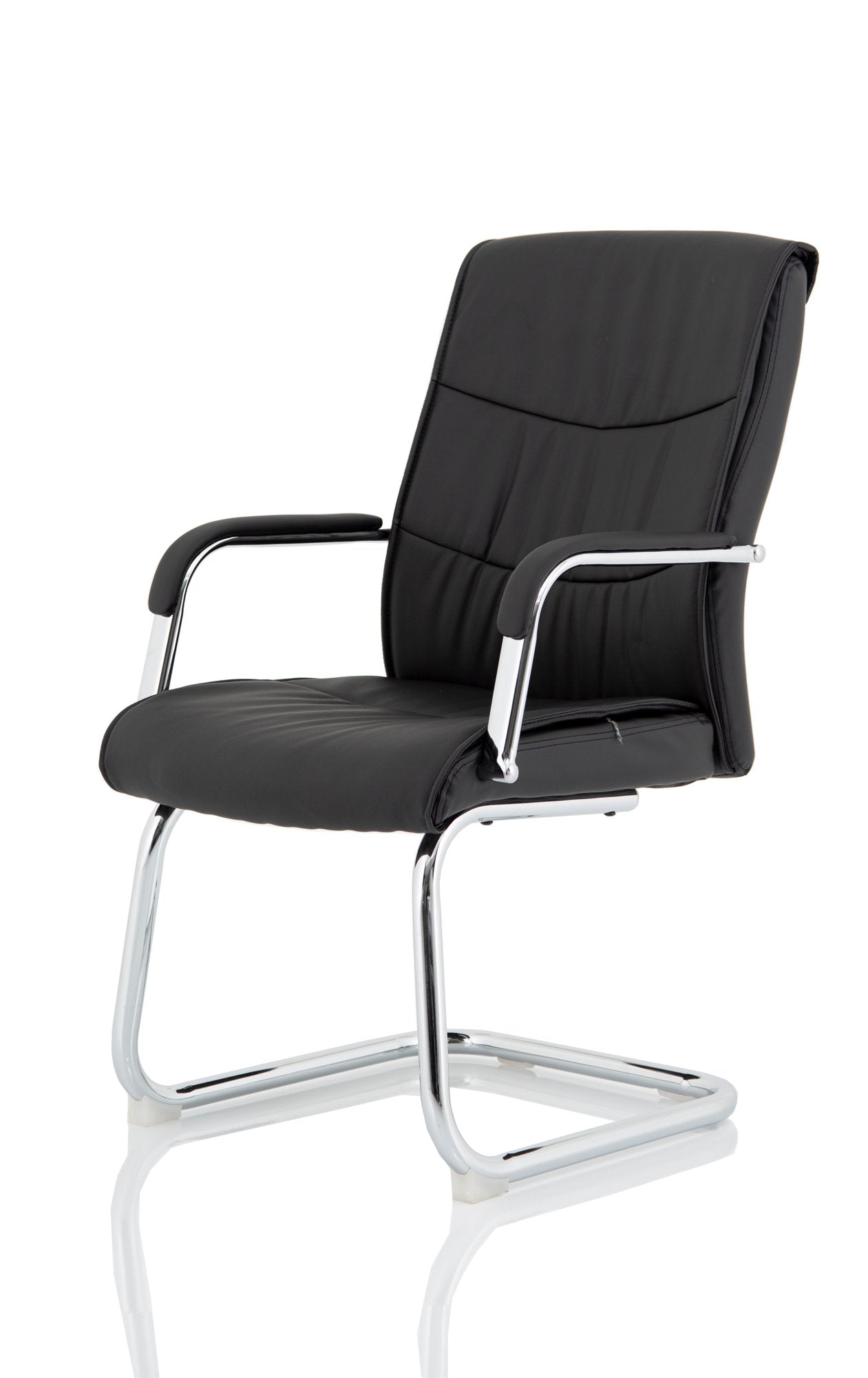 Carter Black Luxury Faux Leather Cantilever Chair With Arms BR000185 DD
