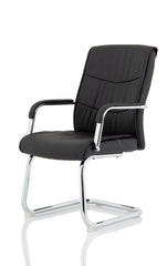 Carter Black Luxury Faux Leather Cantilever Chair With Arms BR000185 DD