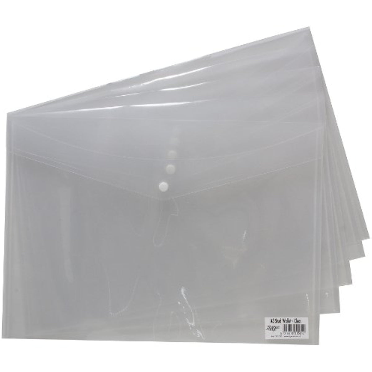 Tiger A3 Clear Stud Wallet Folder – Plastic Document Holder with Snap Closure