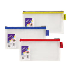 Snopake Mesh Zippa Bag EVA DL 300 Mircon Assorted Colours (Pack 3) - 15817