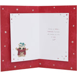 Boofles Near Xmas Tree Daughter & Fiancé Christmas Card
