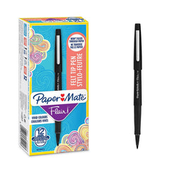 Paper Mate Flair Fibre Tip Pen Medium Point 0.7mm Black (Pack 12) S0190973