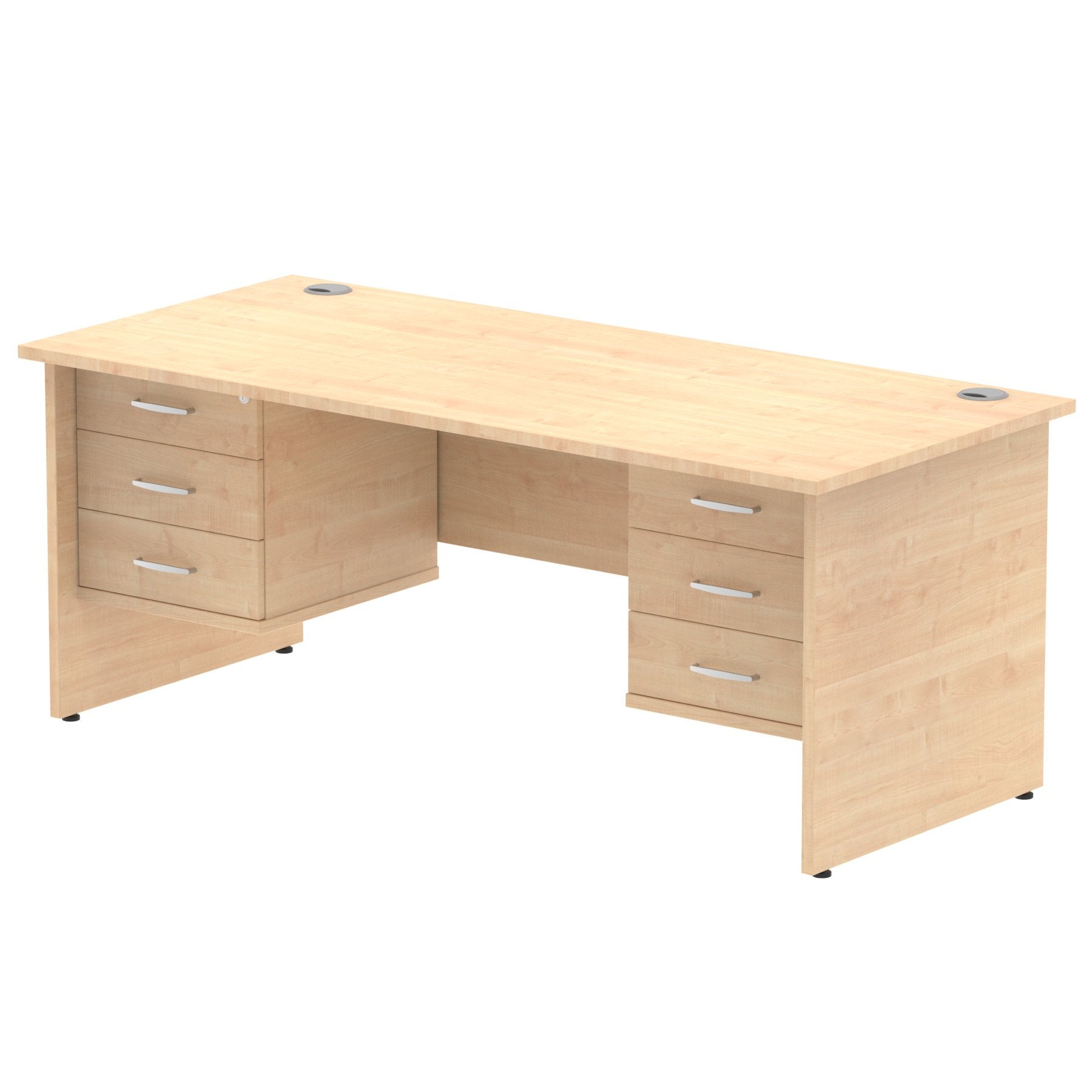 Dynamic Impulse W1800 x D800 x H730mm Straight Office Desk Panel End Leg With 2 x 3 Drawer Fixed Pedestal Maple Finish - MI002491 DD
