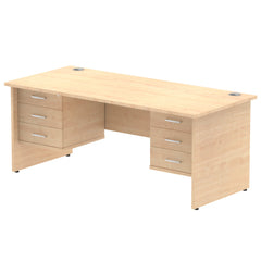 Dynamic Impulse W1800 x D800 x H730mm Straight Office Desk Panel End Leg With 2 x 3 Drawer Fixed Pedestal Maple Finish - MI002491 DD