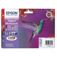 Epson T0807 Hummingbird Black Cyan Light Cyan Light Magenta Magenta Yellow Standard Capacity Ink Cartridge Multipack 6 x 7.4ml (Pack 6) - C13T08074011