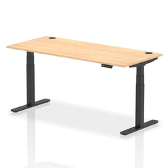 Dynamic Air 1800 x 800mm Height Adjustable Desk Maple Top Cable Ports Black Leg HA01220 DD