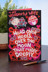 UK Greetings Valentine's Day Card For Wife - Cute Design with Badge