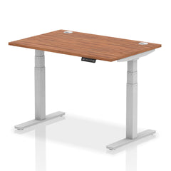 Dynamic Air 1200 x 800mm Height Adjustable Desk Walnut Top Cable Ports Silver Leg HA01085 DD