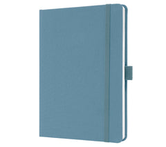 Sigel Jolie Notebook A5 Hardcover A5 152x203x19mm Fabric Cover 192 100gsm Ruled Pages With Pen Loop & Elastic Fastener Powder Blue - JN401