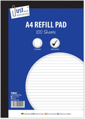 A4 lined Refill Pad 100 Sheet Side bound